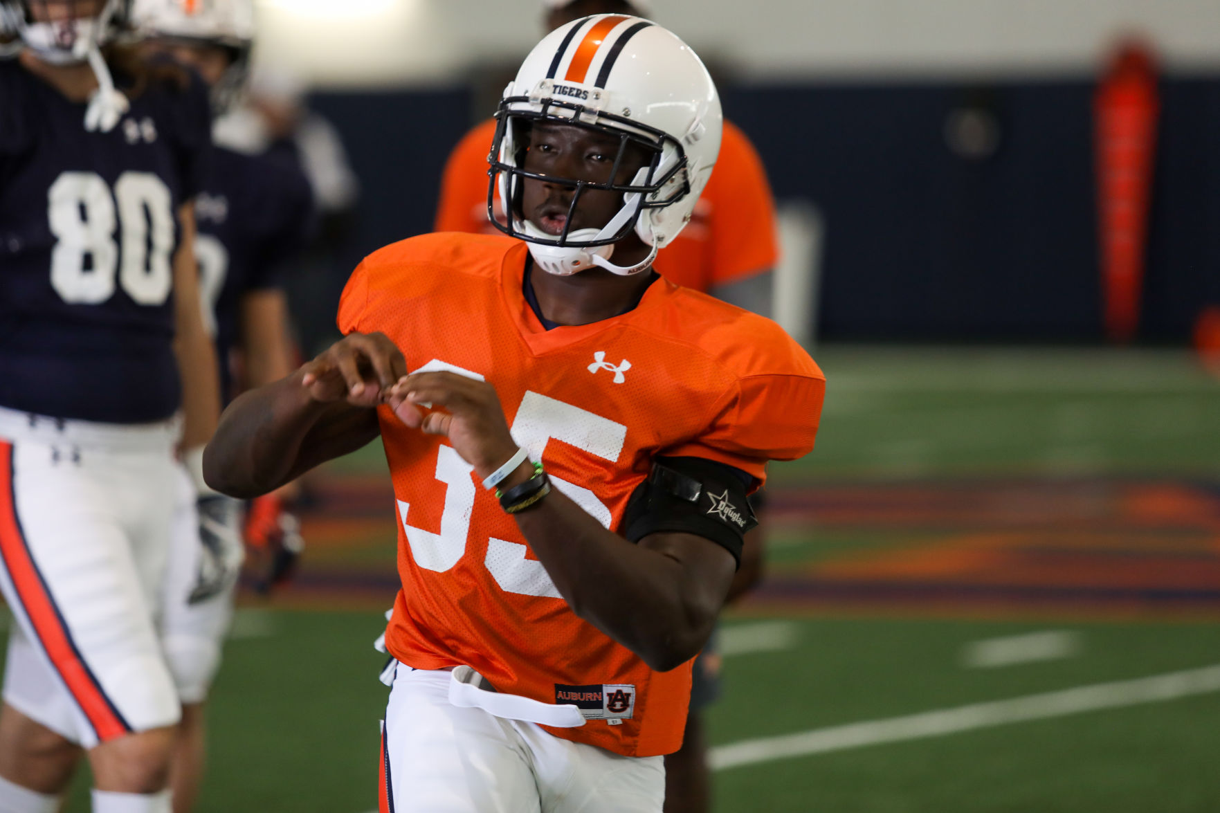 Auburn football practice on the first day of full pads